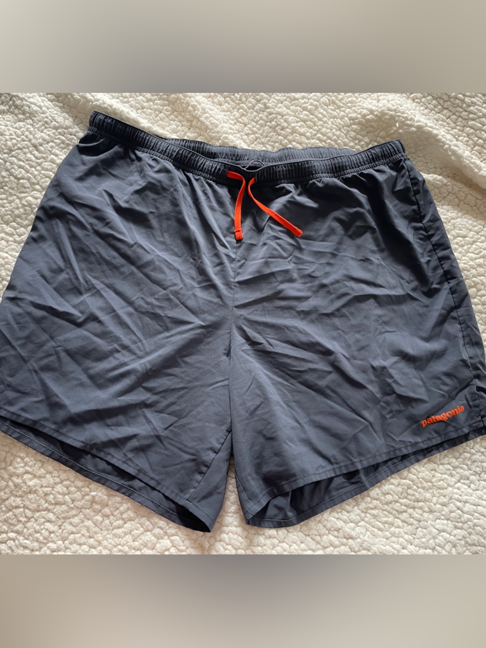 Patagonia Men's Charcoal Swim Shorts with Orange Drawcord
